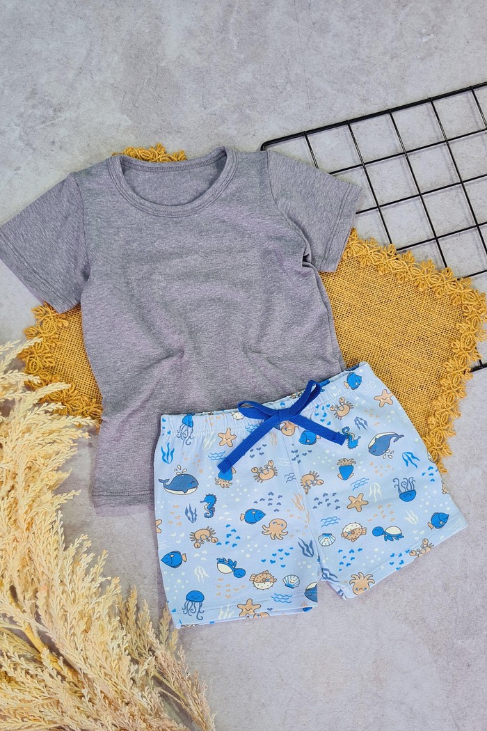 Camiseta MC Mescla + Bermuda