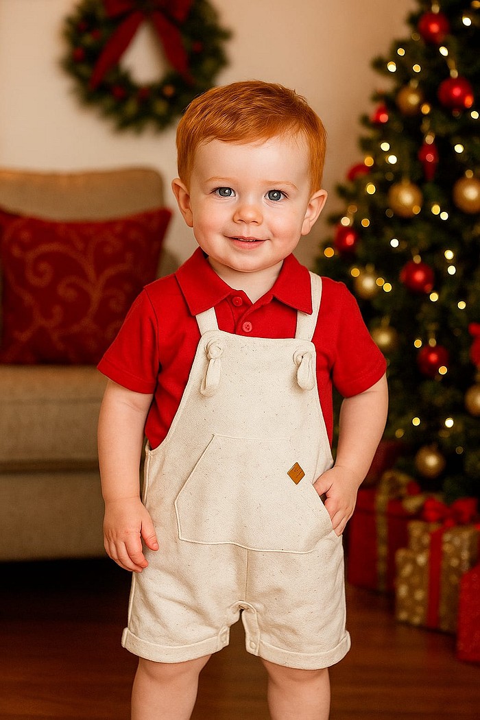 Jardineira Linho Verão + Body Polo MC