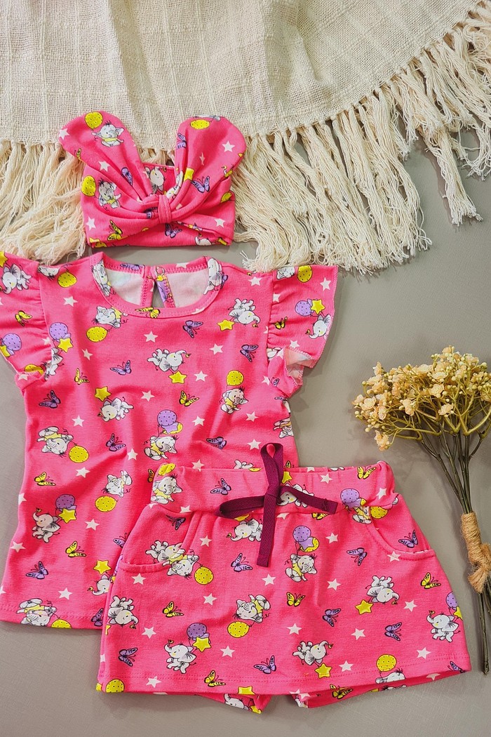 Camiseta Frufru MC + Short Saia + Laço