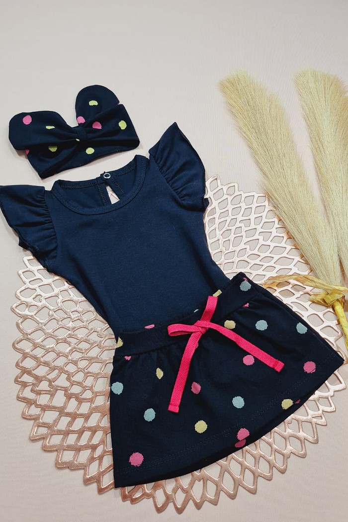 Body Frufru MC Preto + Saia + Laço