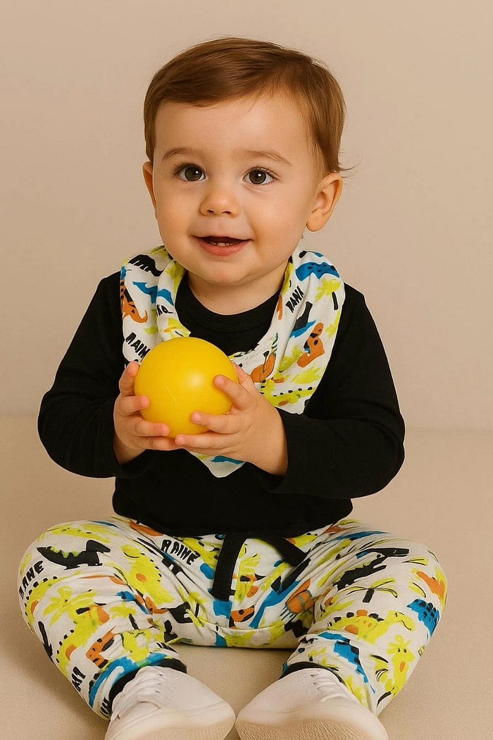 Body ML Preto + Calça + Bandana