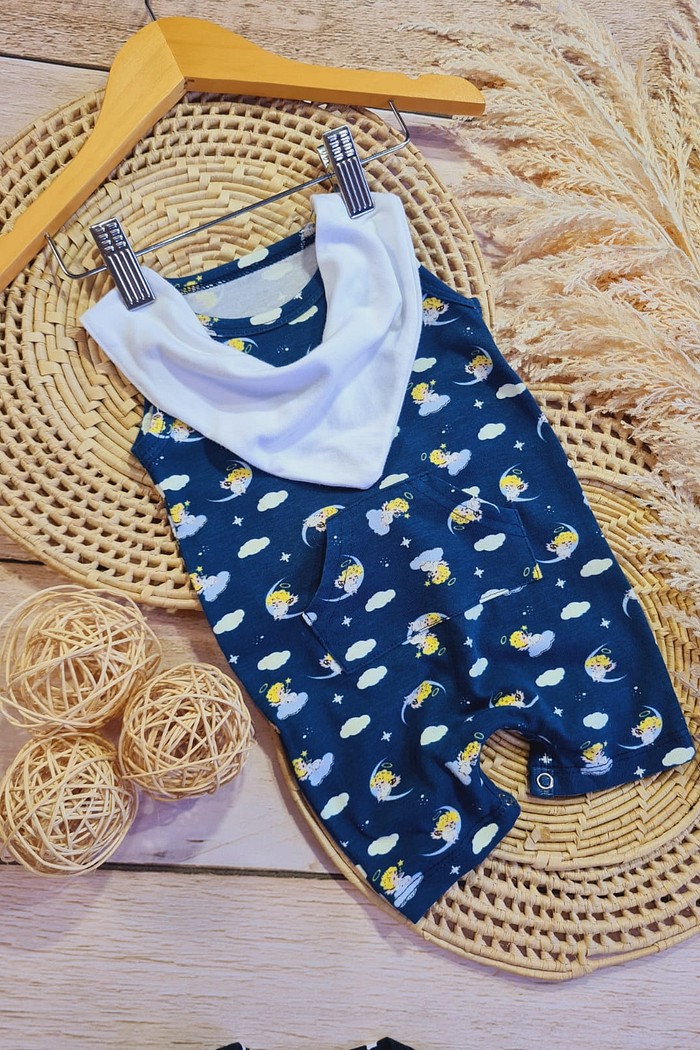 Romper Regata Com Bolso + Bandana Branca