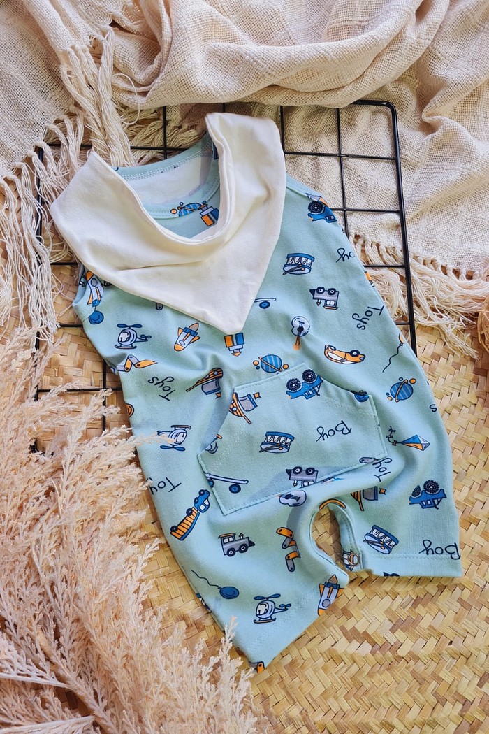 Romper Regata Com Bolso + Bandana Off