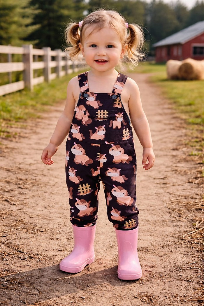 Jardineira + Body/ Camiseta + Bandana