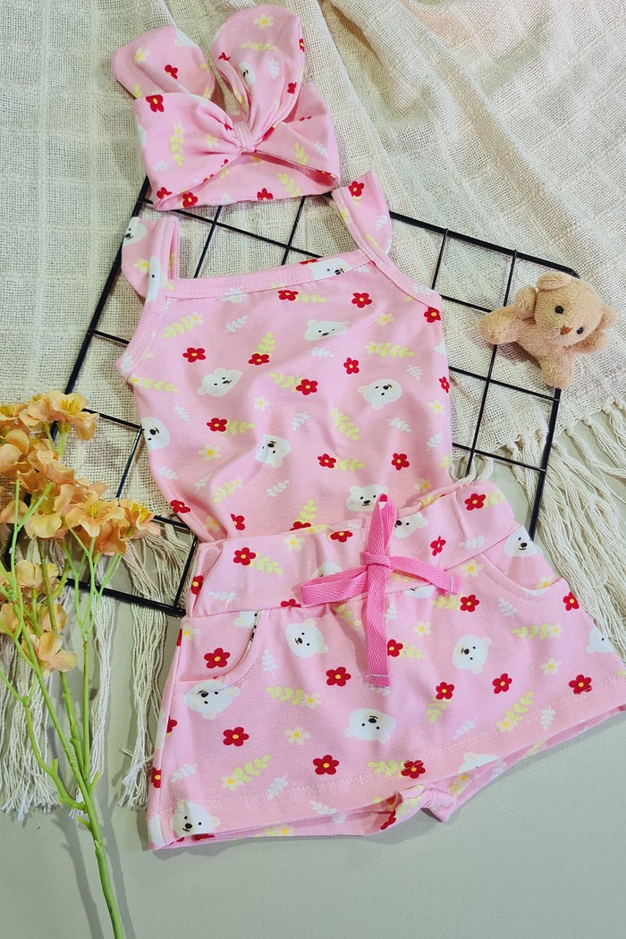 Body Alcinha + Shorts Saia + Laço