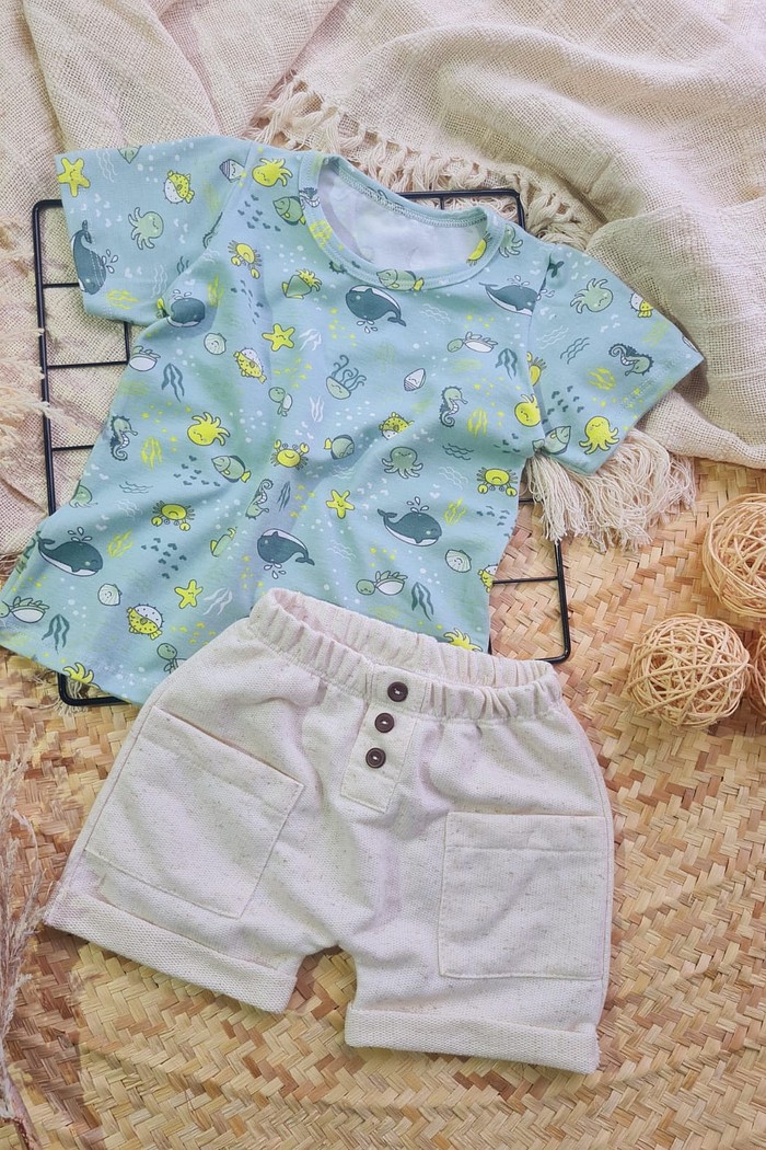 Shorts Linho + Camiseta MC