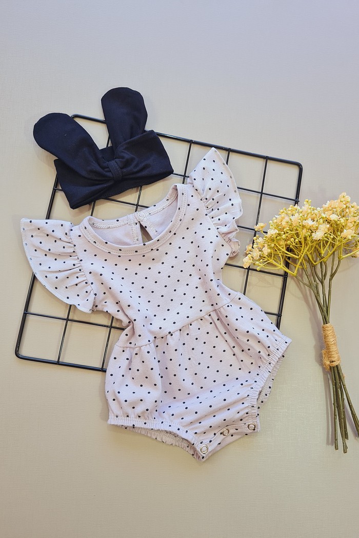 Romper Frufru + Laço Preto