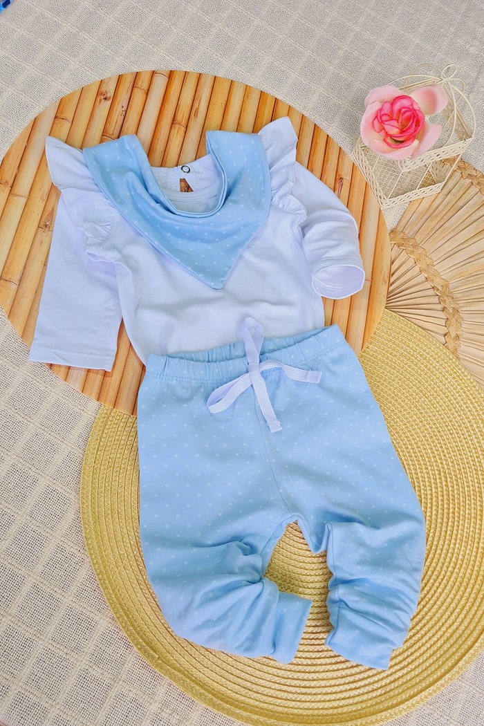 Body Frufru ML Branco + Calça + Bandana