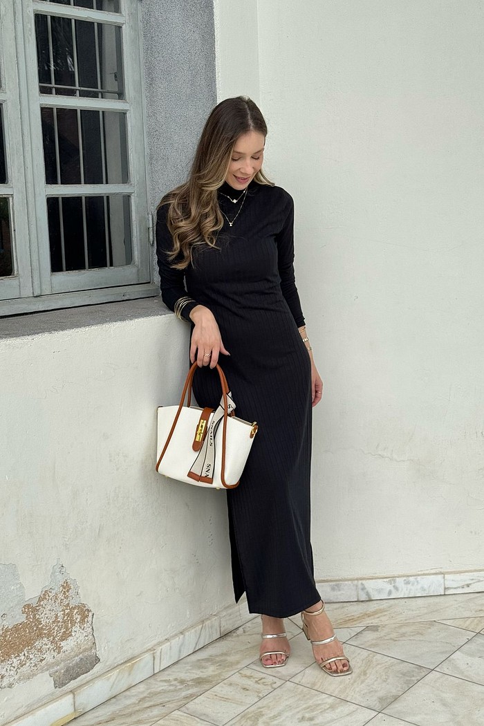 VESTIDO CANELADO ELEONORA