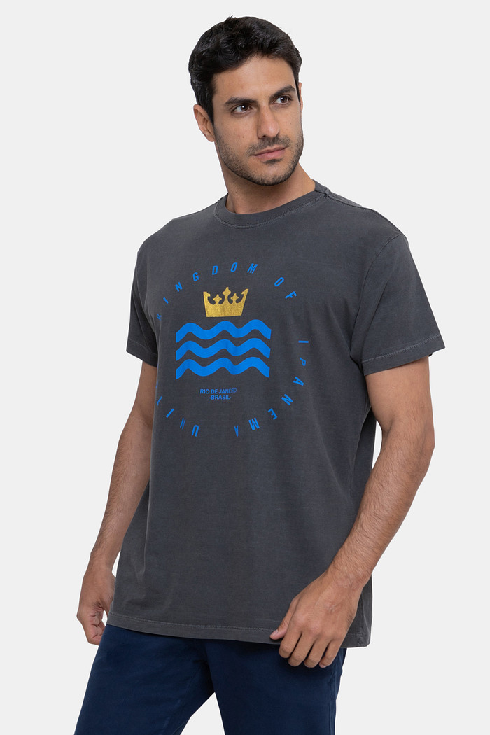 Camiseta Osklen Masculina Slim Stone Vintage United Kingdom Of Ipanema Cinza