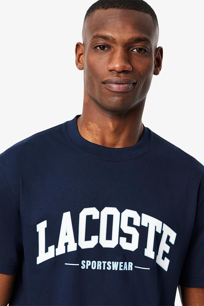 Camiseta Lacoste Classic Fit Sportswear Estampada Azul Marinho