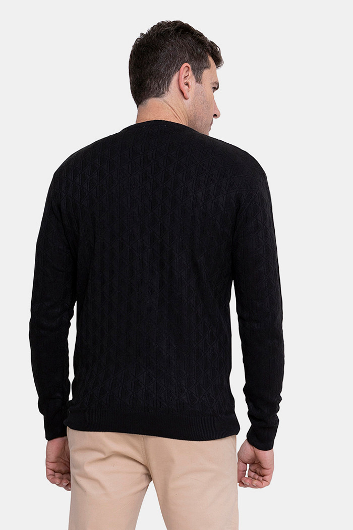 Suéter Tricot Lacoste Masculino Regular Fit Gola Redonda Preto