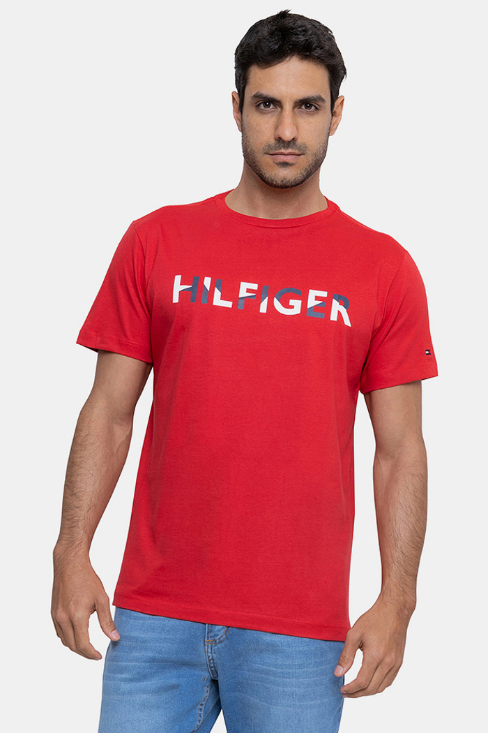 Camiseta Tommy Hilfiger Masculina Abstract Logo VermelhaGerenciar Imagens Gerenciador de Imagens