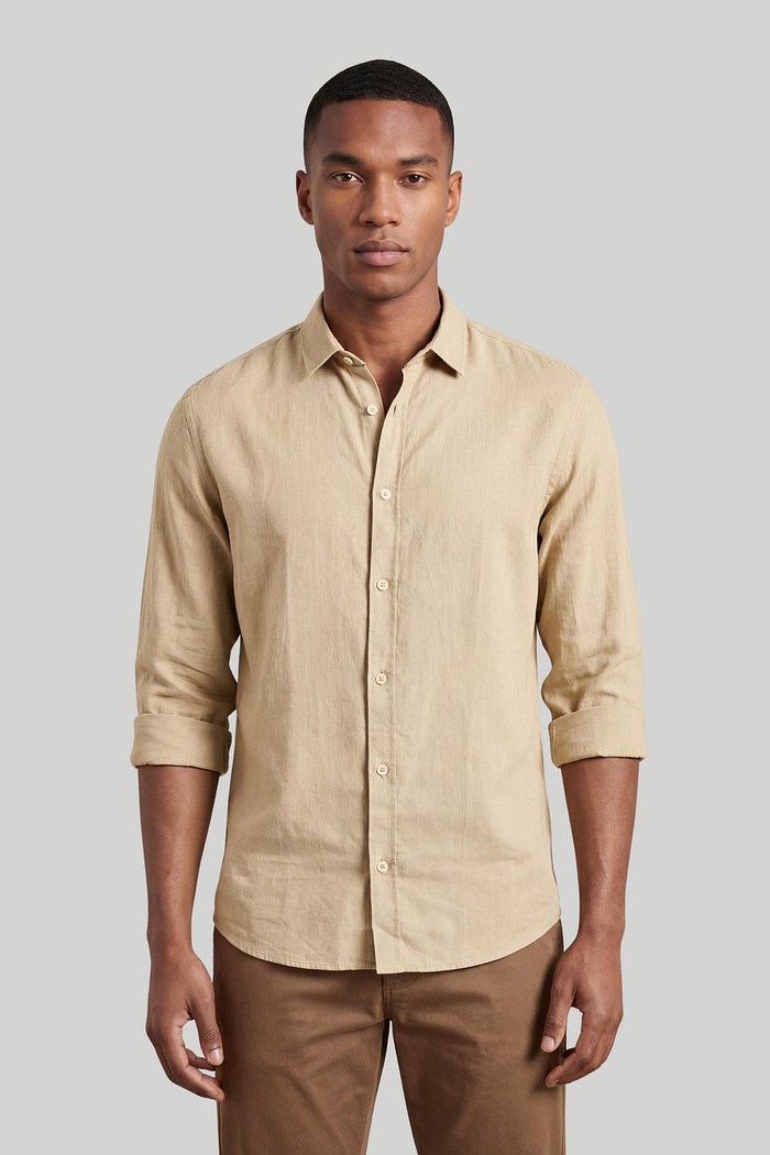 amisa Reserva ML Masculina Regular Como Linho Mescla Khaki Frente