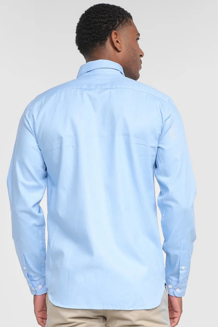 Camisa Lacoste Regular Fit Bottoned Collar Popeline Azul Claro