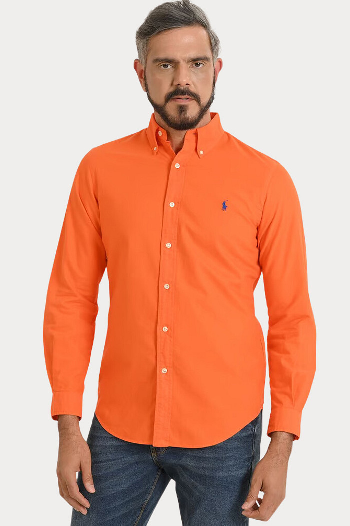 Camisa Ralph Lauren Custom FIt Sarja Blue Icon Laranja