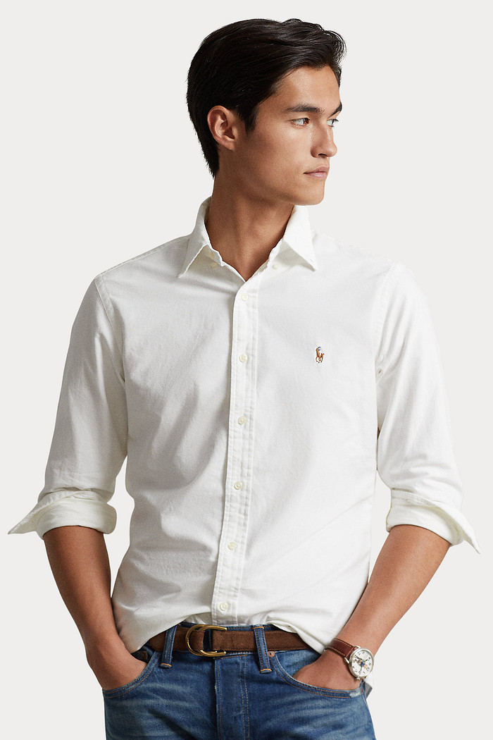 Camisa Ralph Lauren Custom Fit Icon Colored Oxford Branca
