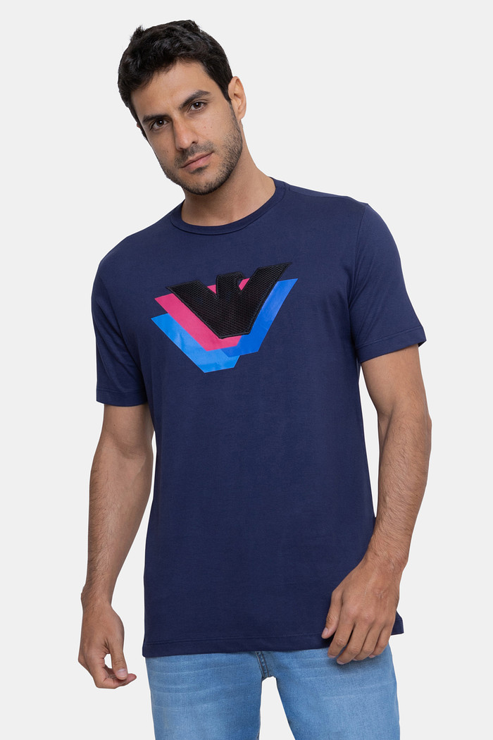 Camiseta Emporio Armani Aguia Waffle Azul Marinho