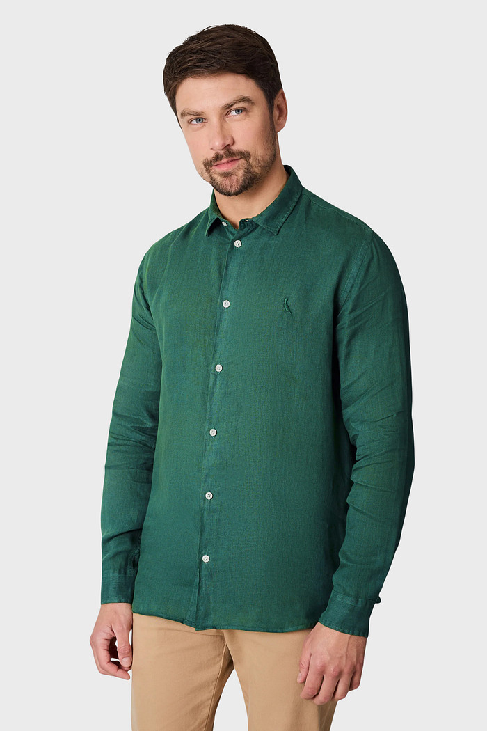Camisa Reserva ML Linho Puro Básico Verde