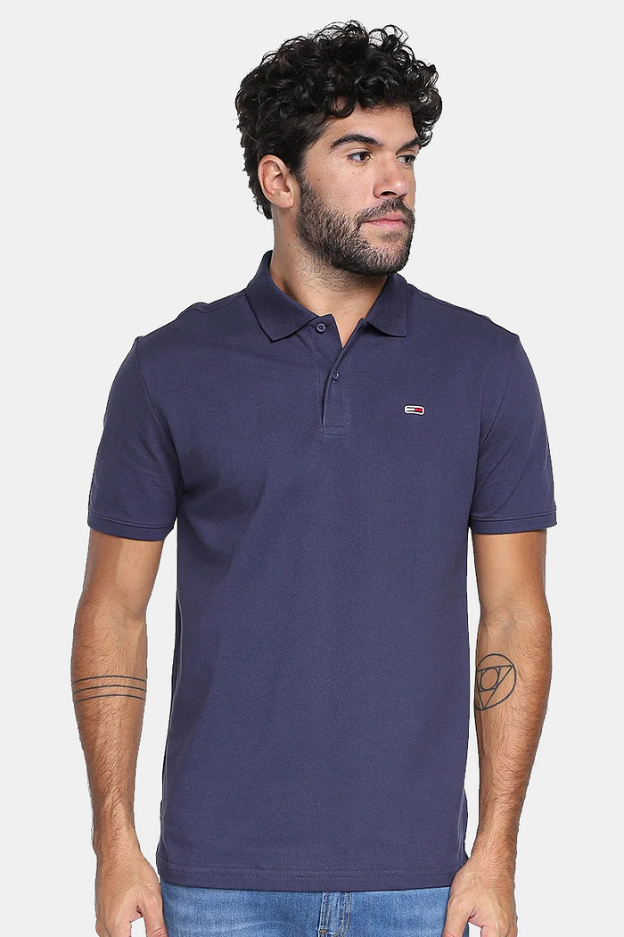 Camisa Polo Tommy Jeans Masculina Classica Slim Azul Marinho