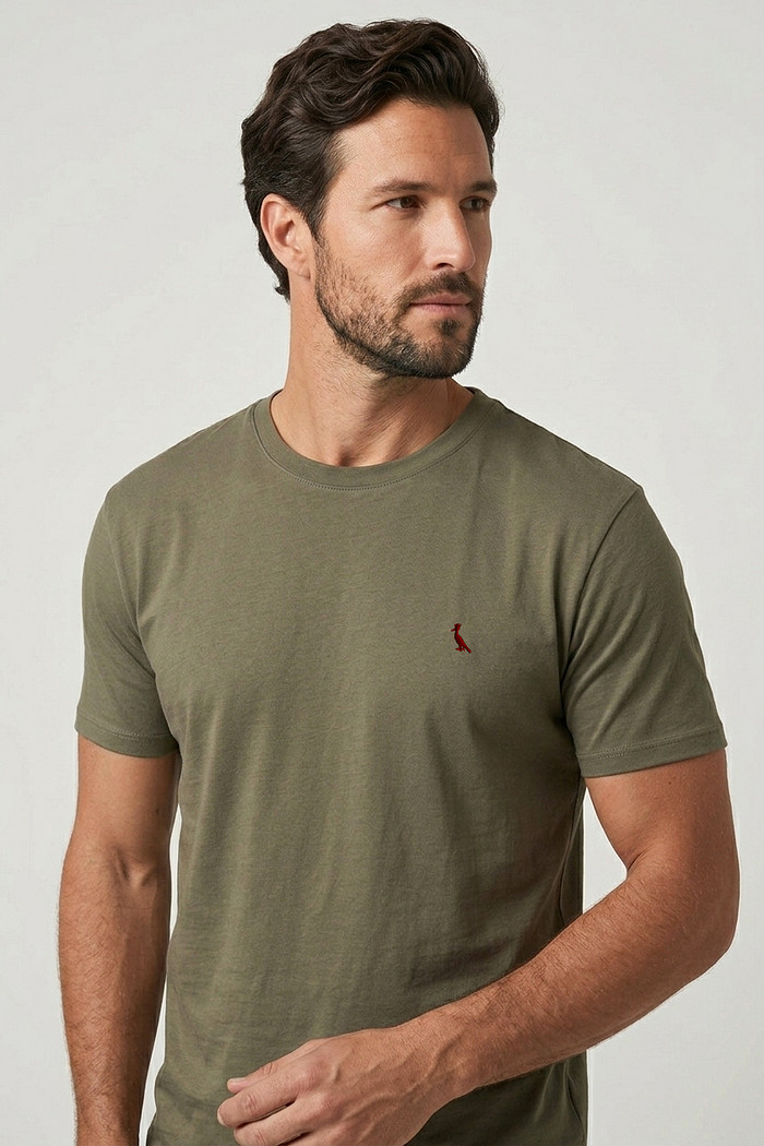 amiseta Reserva Brasa Verde Pica Pau Bordado Vermelho Perfil