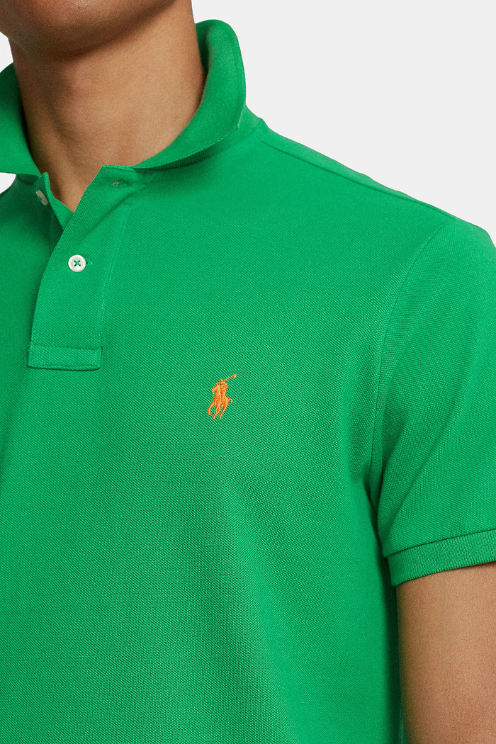 Camisa Polo Ralph Lauren Custom Slim Orange Icon Verde