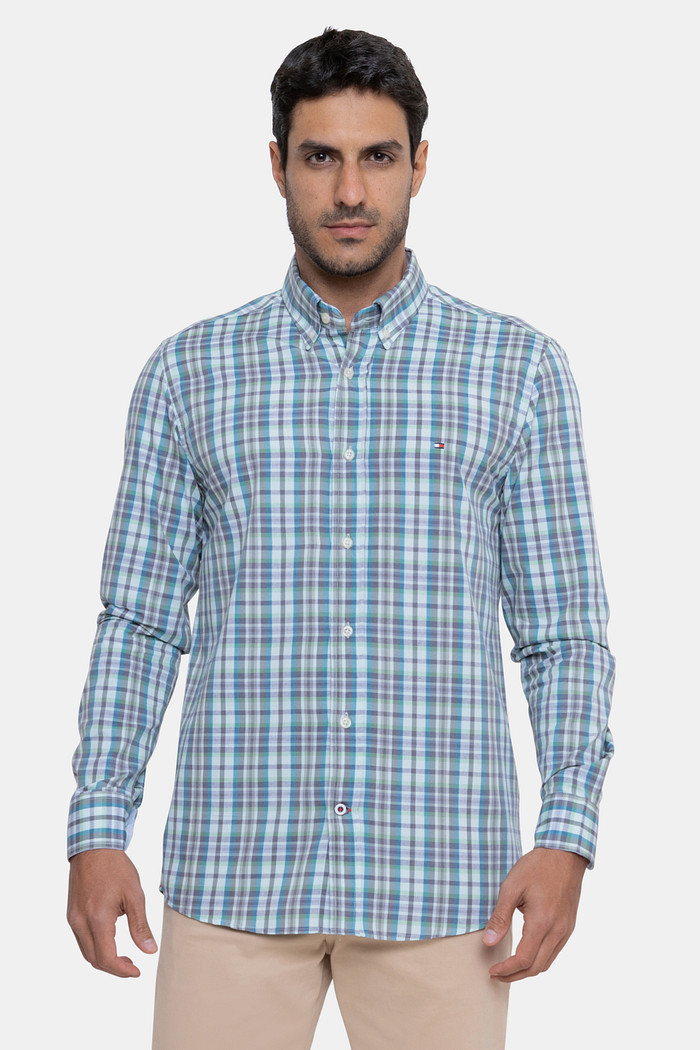 Camisa Tommy Hilfiger Regular Fit Xadrez Madras Verde