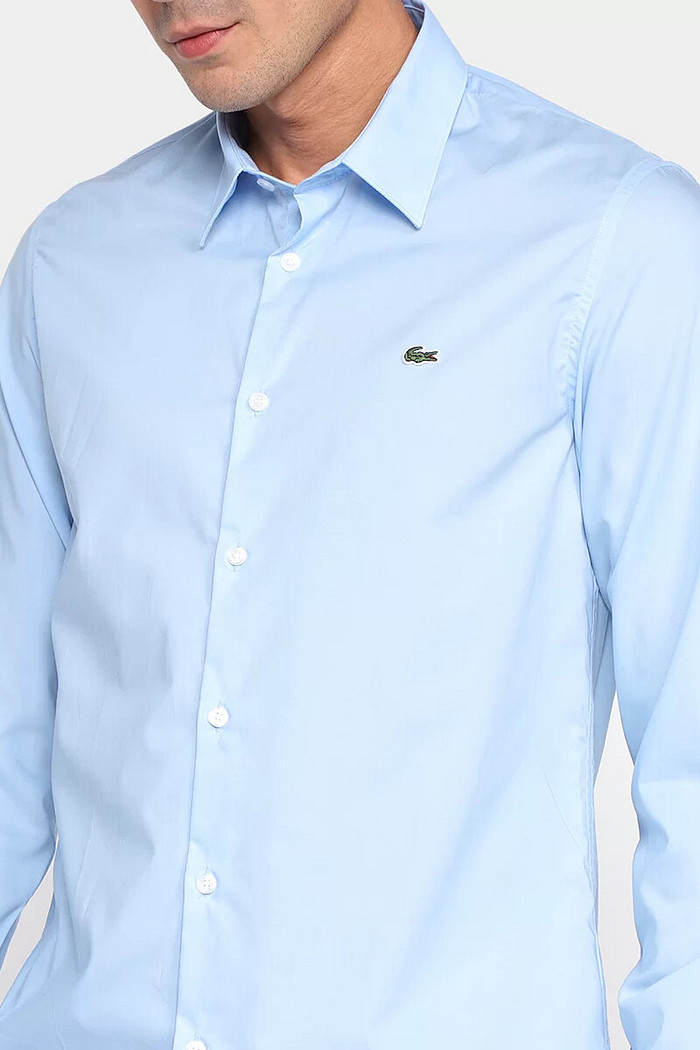 Camisa Lacoste Regular Fit Cotton Tricoline Azul Claro