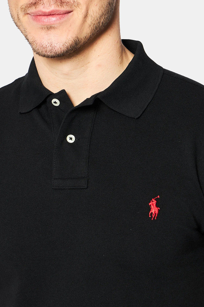 Camisa Polo Ralph Lauren Custom Slim Fit Red Icon Preta