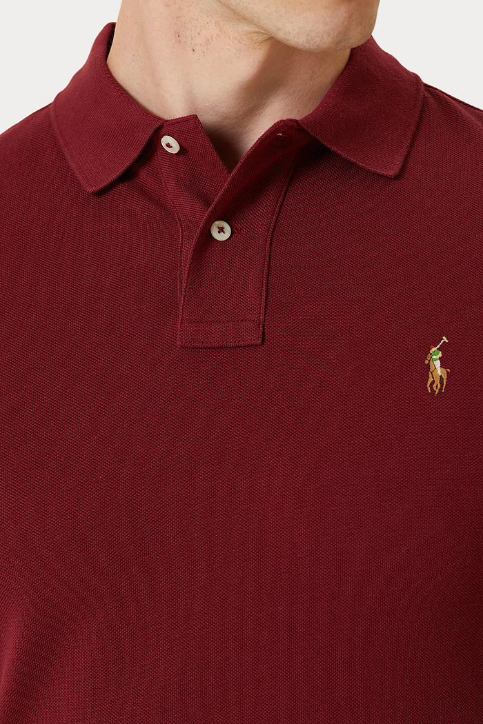 Camisa Polo Ralph Lauren Custom Fit Masculina Icon Colored Vinho