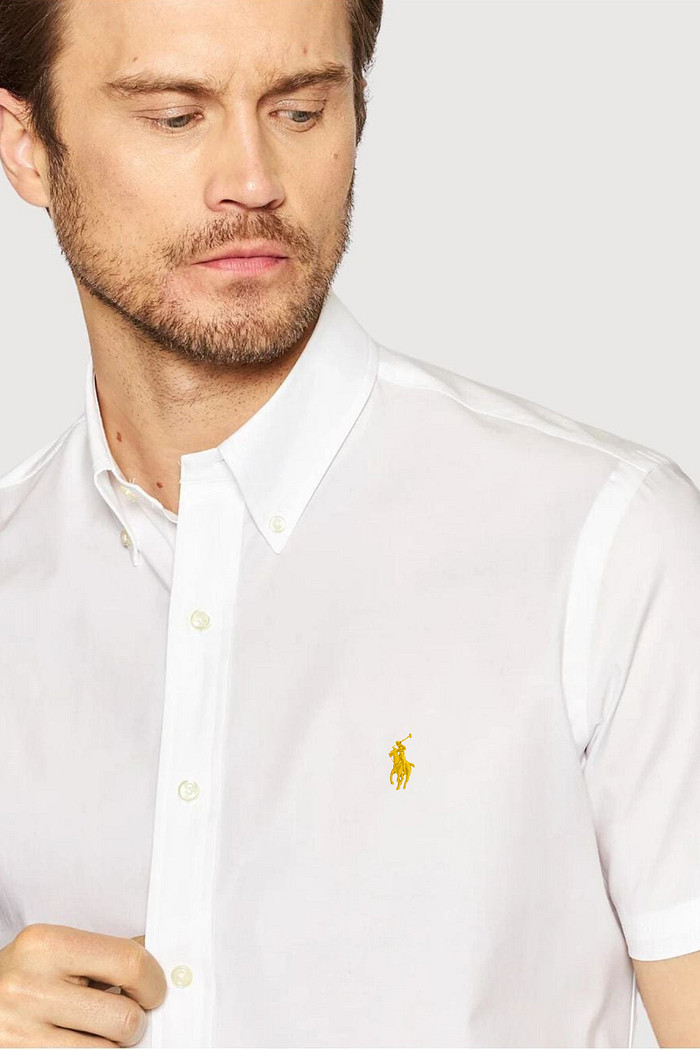 Camisa Ralph Lauren Manga Curta Gold Icon Popeline Branca