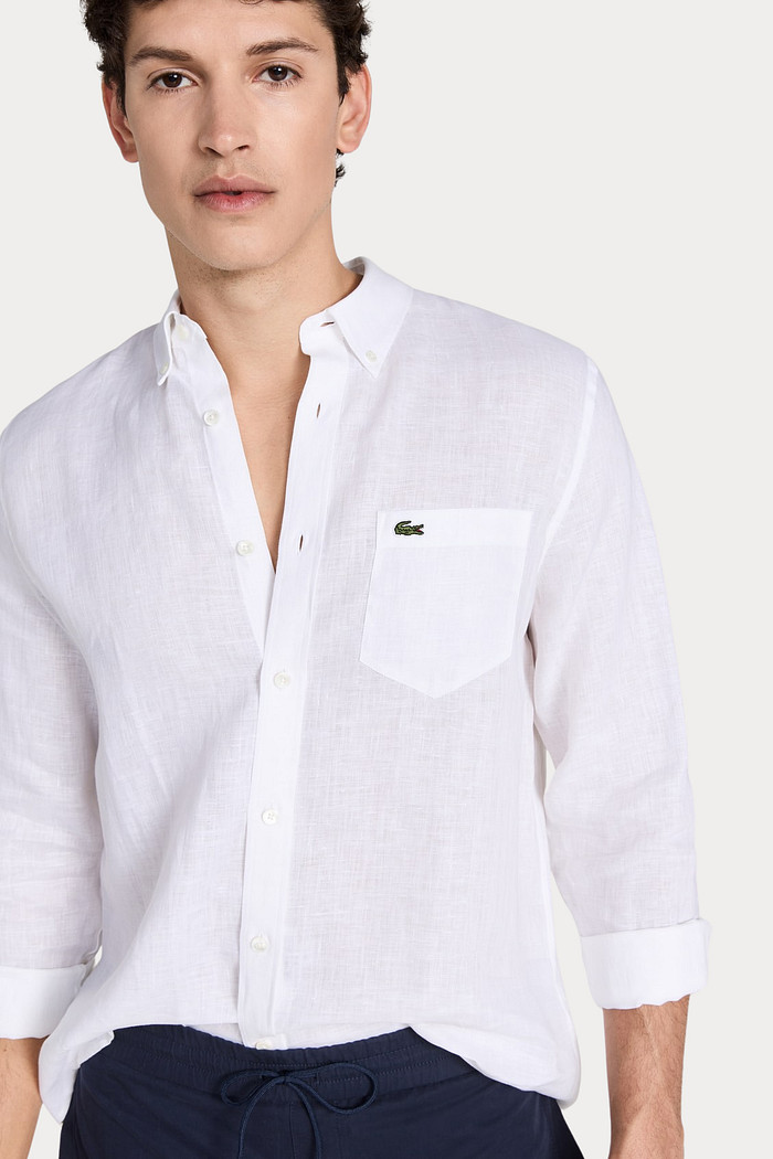 Camisa Lacoste Regular Fit Pocket Linho Branca