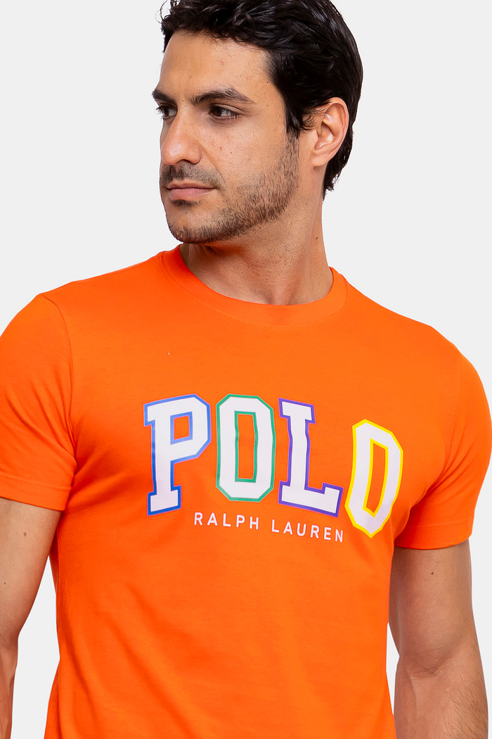 Camiseta Ralph Lauren Slim Fit Estampa Polo Laranja