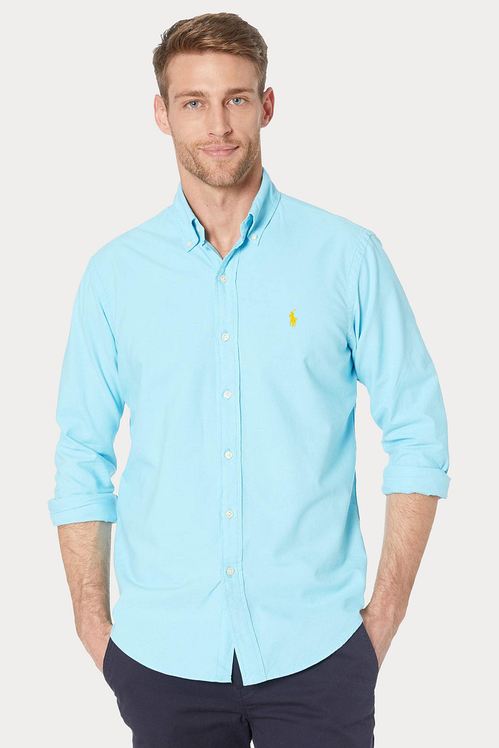 Camisa Ralph Lauren Masculina Sarja Azul Claro