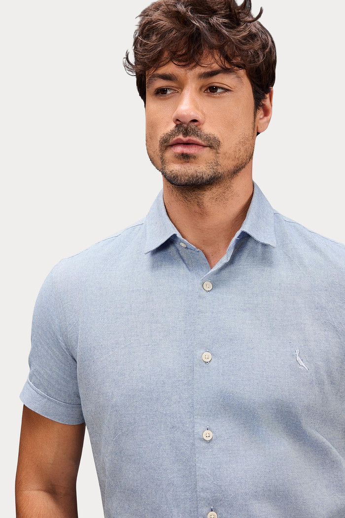 Camisa Reserva Manga Curta Oxford Color Azul Bic