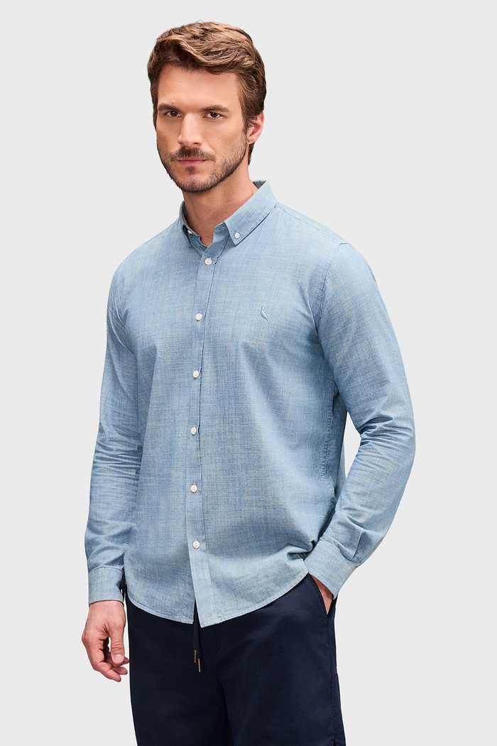Camisa Reserva Masculina Chambray Indigo Azul Claro