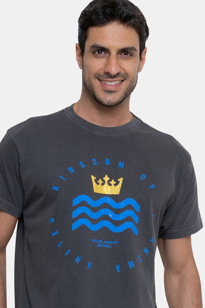 Camiseta Osklen Masculina Slim Stone Vintage United Kingdom Of Ipanema Cinza