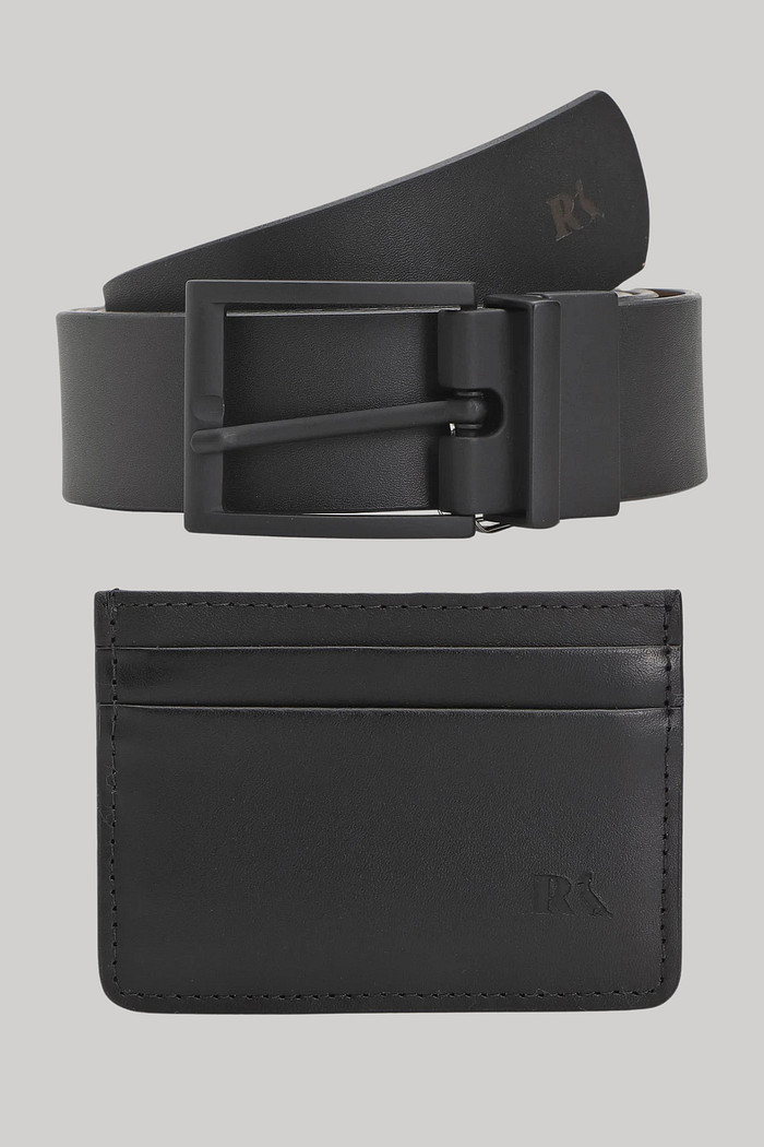 Carteira Reserva e Cinto Dupla Face Kit Presente 2Pçs Preto