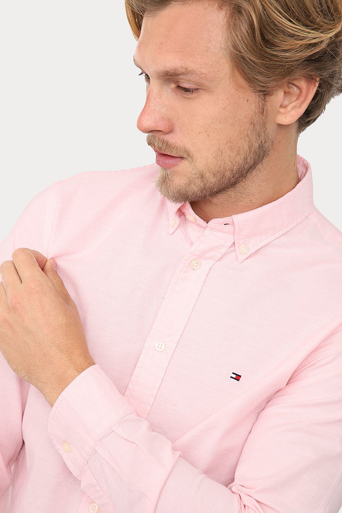 Camisa Tommy Hilfiger Regular Fit Cotton Sarja Rosa