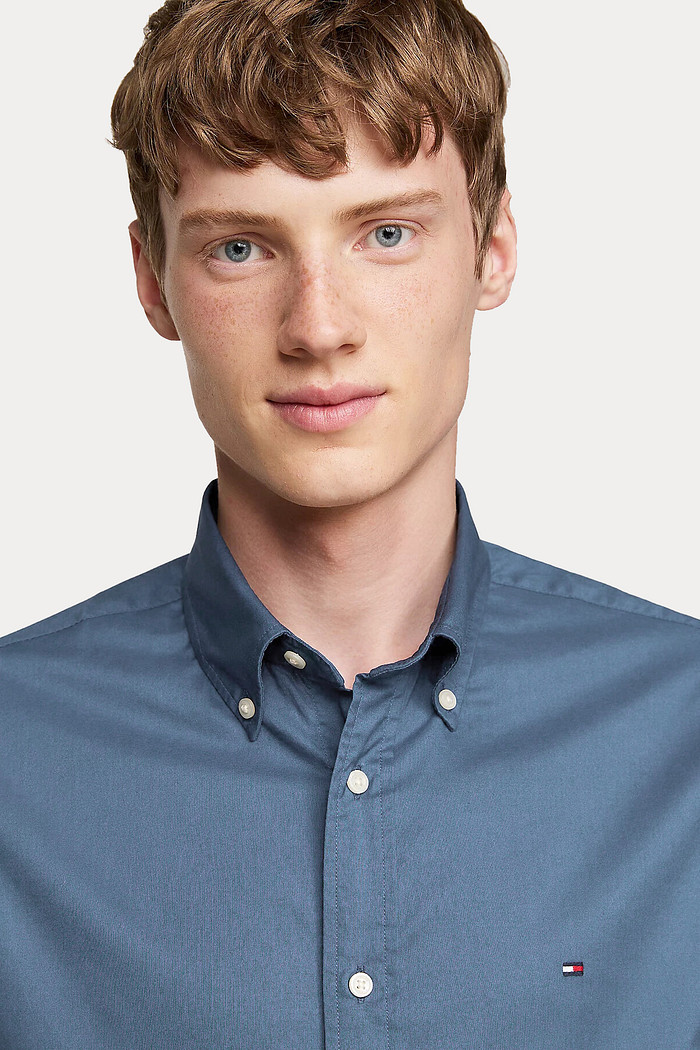 Camisa Tommy Hilfiger Regular Fit Tricoline Azul Escuro