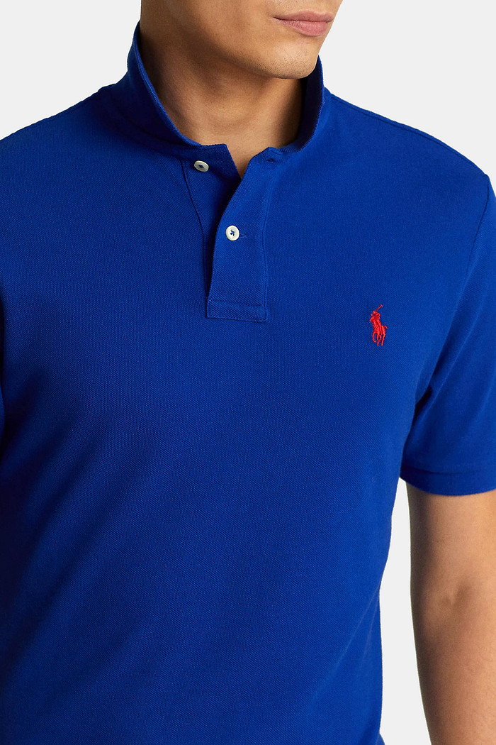 Camisa Polo Ralph Lauren Custom Slim Fit Red Icon Azul