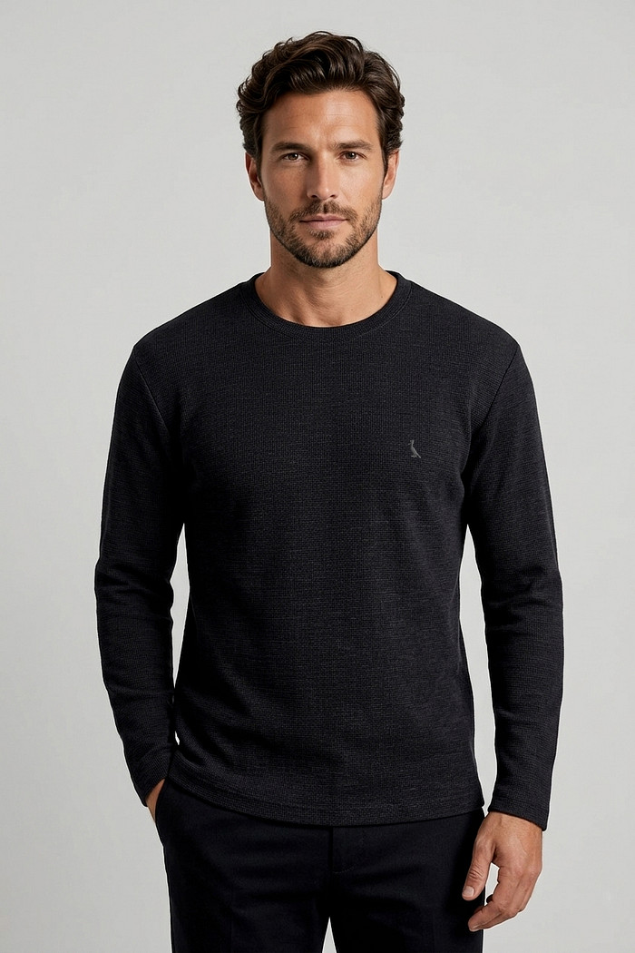 Suéter Reserva Masculino Textura Duna Preto Frente