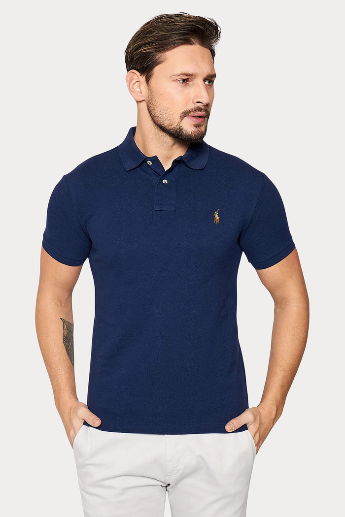Camisa Polo Ralph Lauren Custom Fit Masculina Icon Colored Azul Marinho