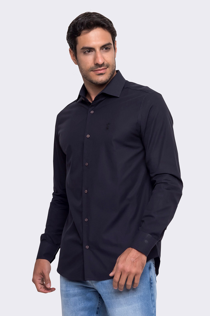 Camisa Sergio K Regular Fit Casual Tricoline Preta