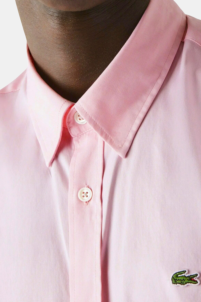 Camisa Lacoste Regular Fit Logo Classic Oxford Rosa