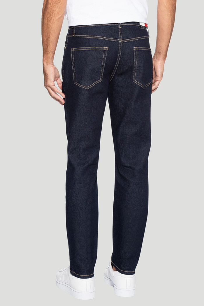 Calça Tommy Jeans Masculina Scanton Slim Straight Azul Escuro Costas