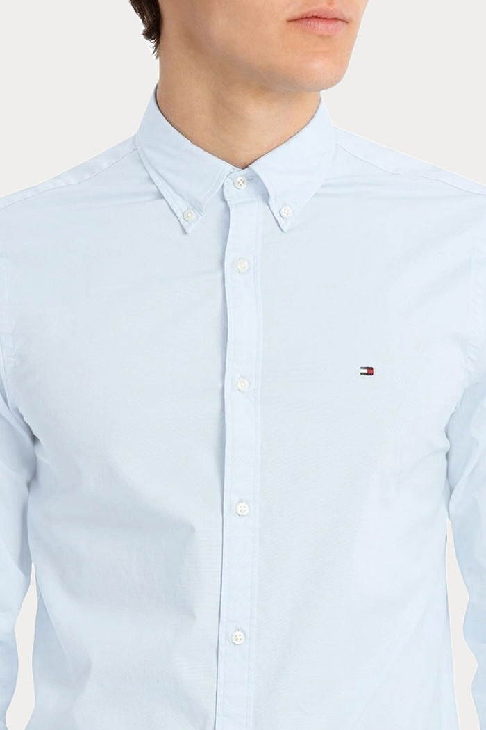Camisa Tommy Hilfiger Regular Fit Cotton Oxford Azul Claro