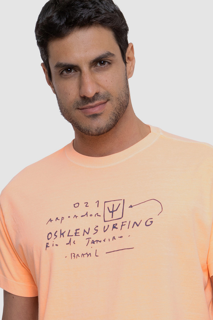 Camiseta Osklen Masculina Slim Stone Vintage Surfing Laranja NeonGerenciar Imagens Gerenciador de Imagens