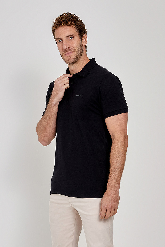 Camisa Polo Calvin Klein Jeans Masculina Slim Fit Preta