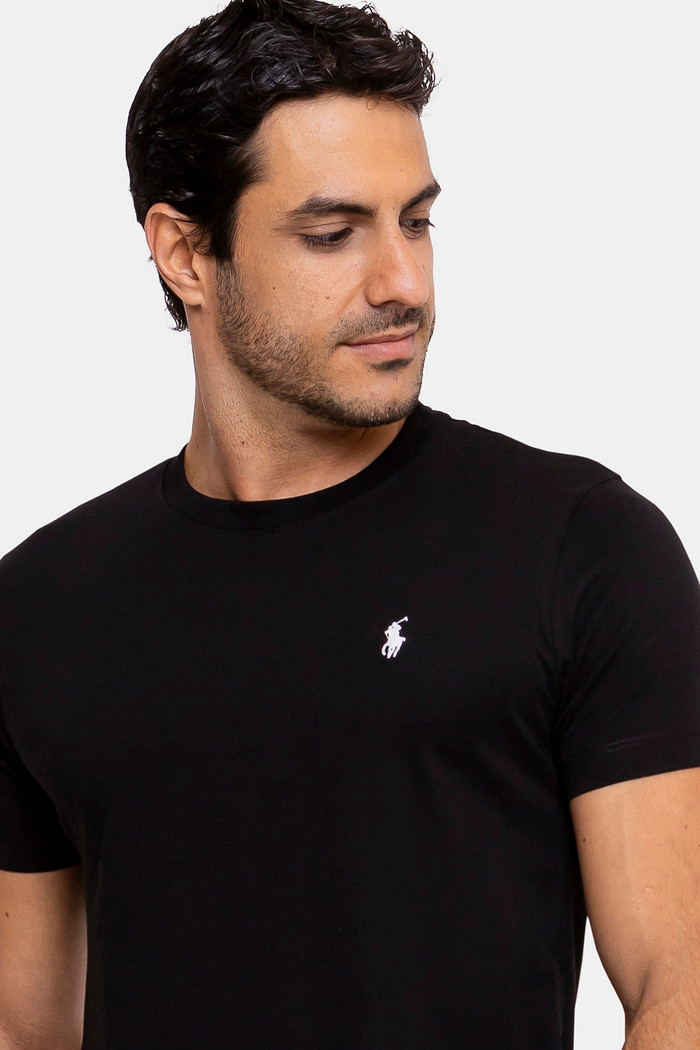 Camiseta Ralph Lauren Masculina Básica Icon White Custom Slim Fit Preta